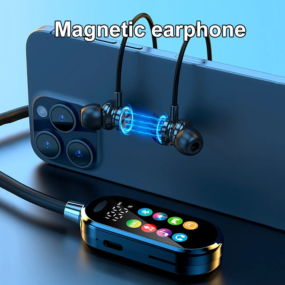 Color Screen Bluetooth 5.4 Earphones Neckband Headphones Wireless Headsets Hifi Stereo Noise Reduction Earbuds for Live Xiaomi